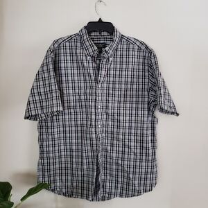 Eddie Bauer men's button up shirt, plaid check, blue. MENS Sz L